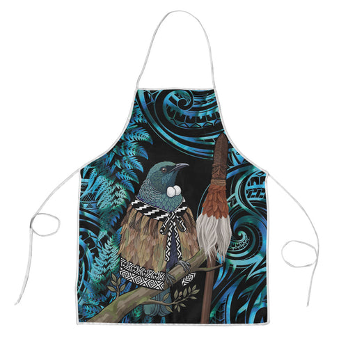 New Zealand Tui Bird Taiaha Apron Maori Weapon Paua Shell Mix Silver Fern