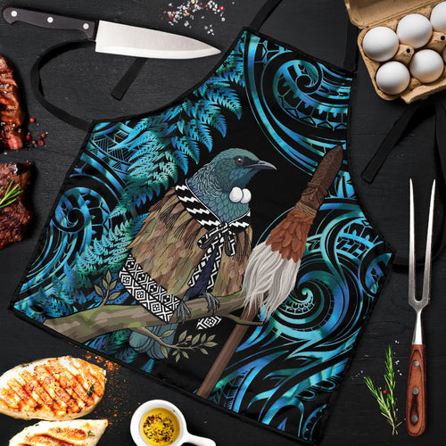 New Zealand Tui Bird Taiaha Apron Maori Weapon Paua Shell Mix Silver Fern