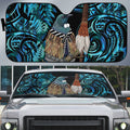 New Zealand Tui Bird Taiaha Auto Sun Shade Maori Weapon Paua Shell Mix Silver Fern