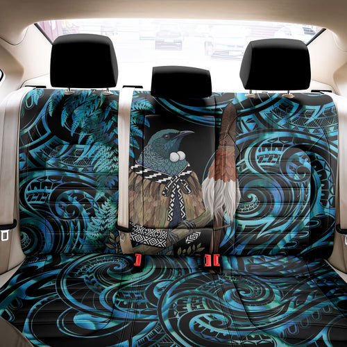 New Zealand Tui Bird Taiaha Back Car Seat Cover Maori Weapon Paua Shell Mix Silver Fern
