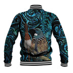 New Zealand Tui Bird Taiaha Baseball Jacket Maori Weapon Paua Shell Mix Silver Fern