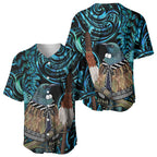 New Zealand Tui Bird Taiaha Baseball Jersey Maori Weapon Paua Shell Mix Silver Fern