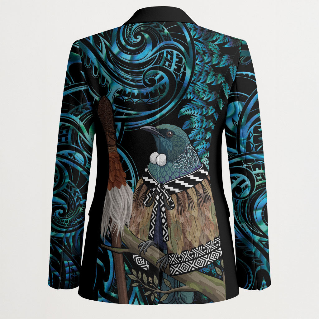 New Zealand Tui Bird Taiaha Blazer Maori Weapon Paua Shell Mix Silver Fern