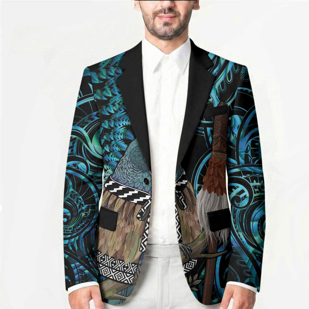 New Zealand Tui Bird Taiaha Blazer Maori Weapon Paua Shell Mix Silver Fern