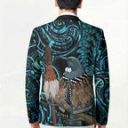New Zealand Tui Bird Taiaha Blazer Maori Weapon Paua Shell Mix Silver Fern