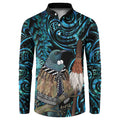 New Zealand Tui Bird Taiaha Button Sweatshirt Maori Weapon Paua Shell Mix Silver Fern