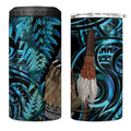 New Zealand Tui Bird Taiaha 4 in 1 Can Cooler Tumbler Maori Weapon Paua Shell Mix Silver Fern