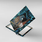 New Zealand Tui Bird Taiaha Canvas Wall Art Maori Weapon Paua Shell Mix Silver Fern
