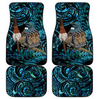 New Zealand Tui Bird Taiaha Car Mats Maori Weapon Paua Shell Mix Silver Fern