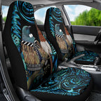 New Zealand Tui Bird Taiaha Car Seat Cover Maori Weapon Paua Shell Mix Silver Fern