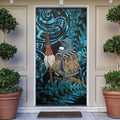 New Zealand Tui Bird Taiaha Door Cover Maori Weapon Paua Shell Mix Silver Fern