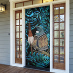 New Zealand Tui Bird Taiaha Door Cover Maori Weapon Paua Shell Mix Silver Fern