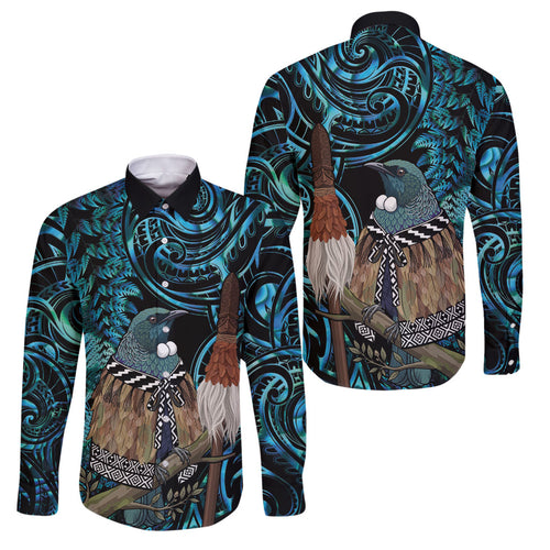 New Zealand Tui Bird Taiaha Family Matching Mermaid Dress and Hawaiian Shirt Maori Weapon Paua Shell Mix Silver Fern