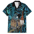 New Zealand Tui Bird Taiaha Hawaiian Shirt Maori Weapon Paua Shell Mix Silver Fern