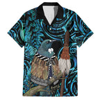New Zealand Tui Bird Taiaha Hawaiian Shirt Maori Weapon Paua Shell Mix Silver Fern