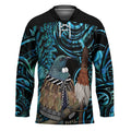 New Zealand Tui Bird Taiaha Hockey Jersey Maori Weapon Paua Shell Mix Silver Fern