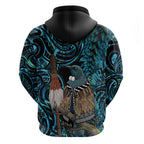 New Zealand Tui Bird Taiaha Hoodie Maori Weapon Paua Shell Mix Silver Fern
