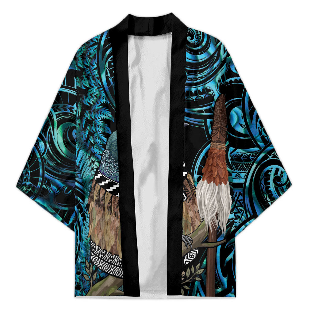 New Zealand Tui Bird Taiaha Kimono Maori Weapon Paua Shell Mix Silver Fern
