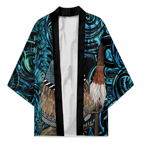 New Zealand Tui Bird Taiaha Kimono Maori Weapon Paua Shell Mix Silver Fern
