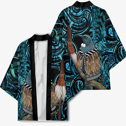 New Zealand Tui Bird Taiaha Kimono Maori Weapon Paua Shell Mix Silver Fern
