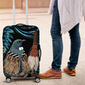 New Zealand Tui Bird Taiaha Luggage Cover Maori Weapon Paua Shell Mix Silver Fern