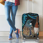 New Zealand Tui Bird Taiaha Luggage Cover Maori Weapon Paua Shell Mix Silver Fern