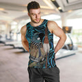 New Zealand Tui Bird Taiaha Men Tank Top Maori Weapon Paua Shell Mix Silver Fern