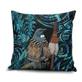 New Zealand Tui Bird Taiaha Pillow Cover Maori Weapon Paua Shell Mix Silver Fern
