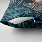 New Zealand Tui Bird Taiaha Pillow Cover Maori Weapon Paua Shell Mix Silver Fern