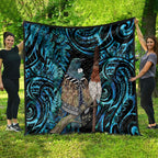 New Zealand Tui Bird Taiaha Quilt Maori Weapon Paua Shell Mix Silver Fern