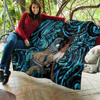 New Zealand Tui Bird Taiaha Quilt Maori Weapon Paua Shell Mix Silver Fern