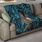 New Zealand Tui Bird Taiaha Quilt Maori Weapon Paua Shell Mix Silver Fern