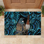 New Zealand Tui Bird Taiaha Rubber Doormat Maori Weapon Paua Shell Mix Silver Fern