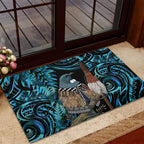 New Zealand Tui Bird Taiaha Rubber Doormat Maori Weapon Paua Shell Mix Silver Fern