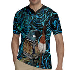 New Zealand Tui Bird Taiaha Rugby Jersey Maori Weapon Paua Shell Mix Silver Fern