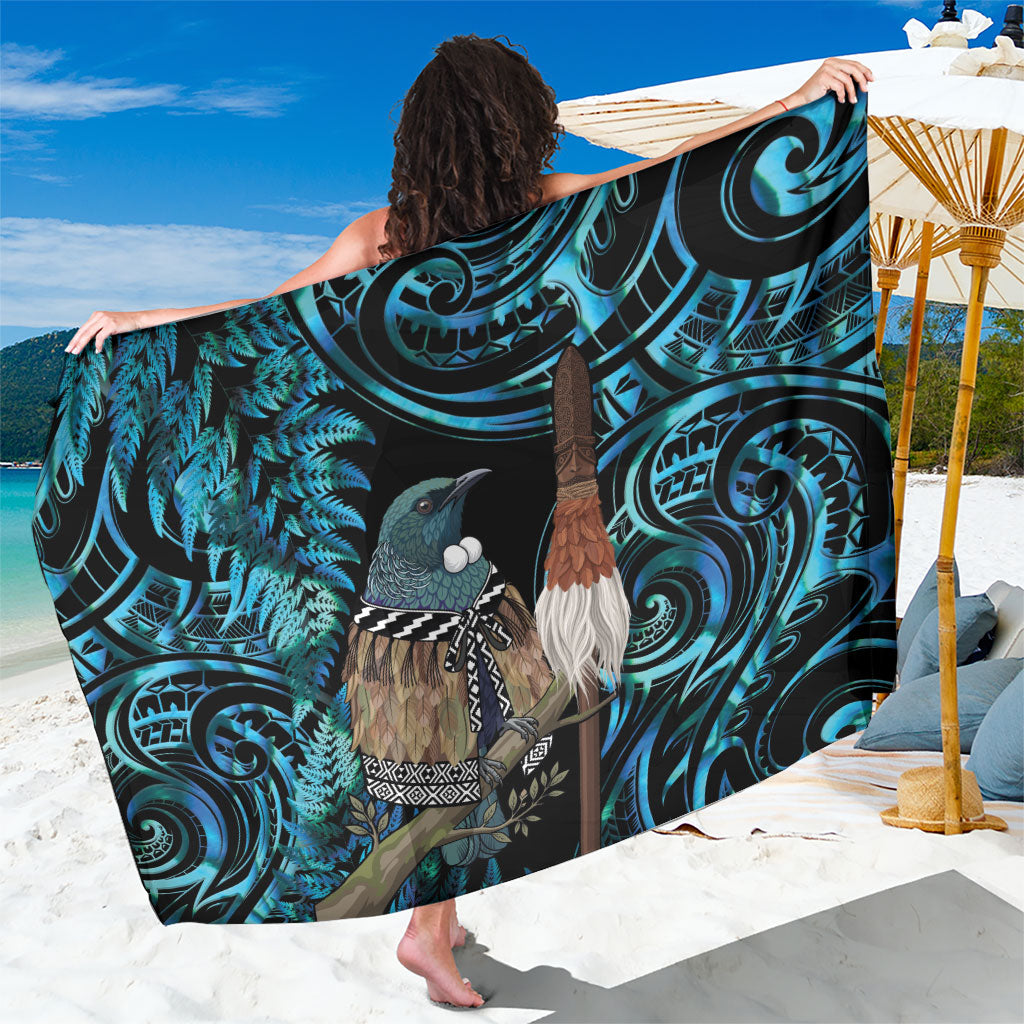 New Zealand Tui Bird Taiaha Sarong Maori Weapon Paua Shell Mix Silver Fern