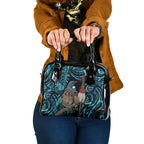 New Zealand Tui Bird Taiaha Shoulder Handbag Maori Weapon Paua Shell Mix Silver Fern
