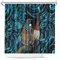 New Zealand Tui Bird Taiaha Shower Curtain Maori Weapon Paua Shell Mix Silver Fern