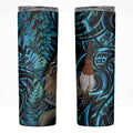 New Zealand Tui Bird Taiaha Skinny Tumbler Maori Weapon Paua Shell Mix Silver Fern
