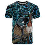 New Zealand Tui Bird Taiaha T Shirt Maori Weapon Paua Shell Mix Silver Fern
