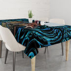 New Zealand Tui Bird Taiaha Tablecloth Maori Weapon Paua Shell Mix Silver Fern