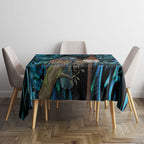 New Zealand Tui Bird Taiaha Tablecloth Maori Weapon Paua Shell Mix Silver Fern