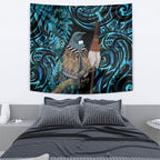 New Zealand Tui Bird Taiaha Tapestry Maori Weapon Paua Shell Mix Silver Fern