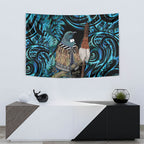 New Zealand Tui Bird Taiaha Tapestry Maori Weapon Paua Shell Mix Silver Fern