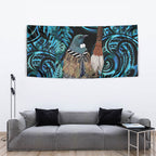 New Zealand Tui Bird Taiaha Tapestry Maori Weapon Paua Shell Mix Silver Fern