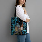New Zealand Tui Bird Taiaha Tote Bag Maori Weapon Paua Shell Mix Silver Fern
