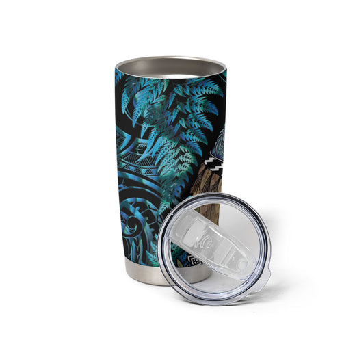 New Zealand Tui Bird Taiaha Tumbler Cup Maori Weapon Paua Shell Mix Silver Fern
