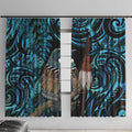 New Zealand Tui Bird Taiaha Window Curtain Maori Weapon Paua Shell Mix Silver Fern