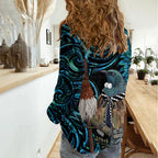 New Zealand Tui Bird Taiaha Women Casual Shirt Maori Weapon Paua Shell Mix Silver Fern
