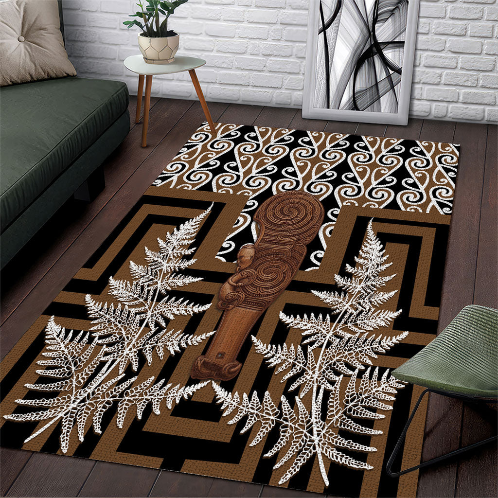 Wahaika New Zealand Area Rug Maori Weapon Kowhaiwhai Fern Poutama Motifs